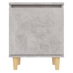 vidaXL Table de chevet avec pieds en bois Gris béton 40x30x50 cm