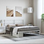 vidaXL Cadre de lit métal sans matelas et tête de lit blanc 135x190 cm