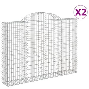 vidaXL Paniers à gabions arqués 2 Pièces 200x30x140/160 cm Fer galvanisé