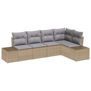 vidaXL Ensemble de canapé de jardin 5 Pièces Beige et Gris clair