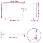 vidaXL Pieds de table à manger en forme de V  2 pièces  noir  100 x (72-73 3) cm  acier