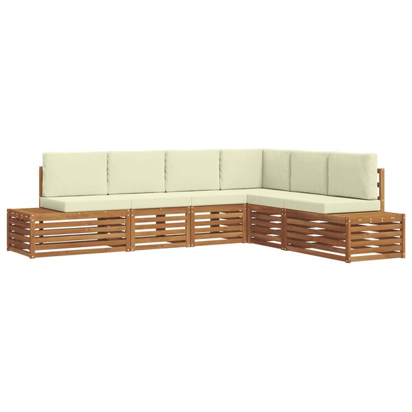 vidaXL 6 pc Ensemble de canapés d'extérieur Naturel et Crème