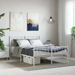 vidaXL Cadre de lit métal avec tête de lit/pied de lit blanc 150x200cm