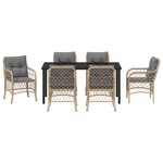 vidaXL Ensemble de salle à manger de jardin de 7 pièces avec coussins en poly rotin beige