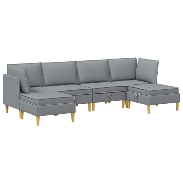vidaXL Canapé modulaire avec rangement 6 pc Gris clair Tissu