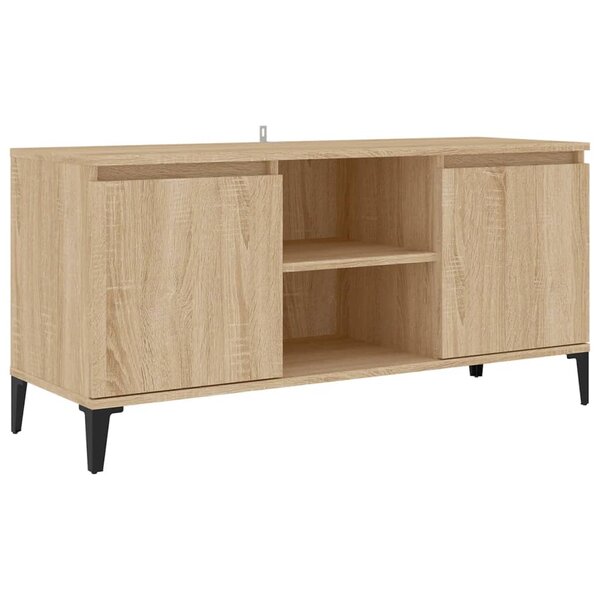 vidaXL Meuble TV avec pieds en métal Chêne sonoma 103 5x35x50 cm