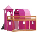 vidaXL Lit superposé sans matelas avec toboggan et rideaux 90x200 cm