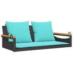 vidaXL Balancelle avec coussins noir 109x62x40 cm résine tressée