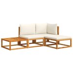 vidaXL Ensemble de canapés de jardin 4 pièces avec coussins en bois d'acacia et corde