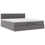 vidaXL Lit ottoman avec matelas & LED Gris 180x200cm similicuir