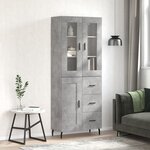 vidaXL Buffet haut Gris béton 69 5x34x180 cm Bois d'ingénierie