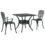 Set de Bistro de Jardin 3 Pièces Noir en Aluminium Fonte de vidaXL