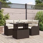 vidaXL Ensemble de canapé de jardin 5 Pièces Marron Poly rotin