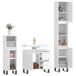 vidaXL Ensemble de meubles salle de bain 3 Pièces blanc bois d'ingénierie