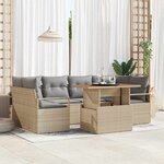vidaXL Ensemble de canapé de jardin 7 Pièces Beige Poly rotin