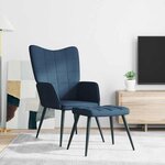 vidaXL Chaise de relaxation avec tabouret Bleu Tissu