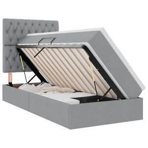 vidaXL Lit de rangement LED avec matelas Gris clair 100 x 200 cm Tissu