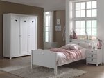 AMORI Lit simple 90x200cm + Chevet + Armoire trois portes