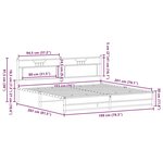 vidaXL Cadre de lit en métal sans matelas chêne fumé 193x201 cm