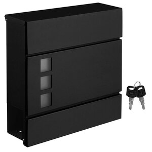 Boîte aux lettres moderne avec porte-journaux couvercle verrouillable facile à installer noir 12_0001642