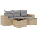 vidaXL Salon de jardin avec coussins 5 Pièces beige résine tressée