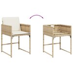 vidaXL Ensemble à manger de jardin et coussins 7 Pièces beige poly rotin