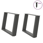 vidaXL Pieds de table basse en U 2 pièces Anthracite 60 x (42-43) cm Acier