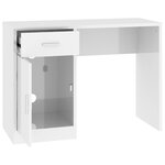 Bureau table poste de travail meuble d'ordinateur informatique étude avec tiroir et armoire brillant 100 x 40 x 73 cm blanc 02_0023450
