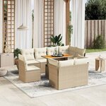 vidaXL Salon de jardin avec coussins 9 Pièces beige résine tressée