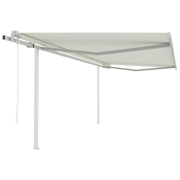 vidaXL Auvent automatique rétractable avec poteaux 4x3 5 m Crème