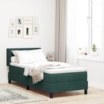 Lit Box Spring avec Matelas vert foncé 80x200 cm Velours