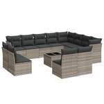 vidaXL Salon de jardin avec coussins 13 Pièces gris clair résine tressée