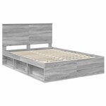 vidaXL Cadre de lit Gris Sonoma 140 x 200 cm Bois de pin massif