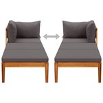 vidaXL Chaise longue avec 1 accoudoir Gris foncé Bois d'acacia solide