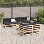 vidaXL Salon de jardin 8 Pièces avec coussins bois de pin massif