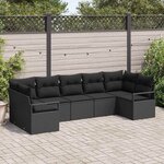 vidaXL Ensemble de canapé de jardin 7 Pièces Noir Poly rotin