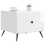 vidaXL Table basse Blanc brillant 49 x 50 x 40 cm Bois d'ingénierie