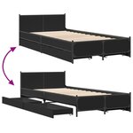 vidaXL Cadre de lit avec tiroirs noir 75x190 cm bois d'ingénierie