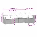 vidaXL Ensemble de canapé de jardin avec coussin 5 Pièces Beige et crème