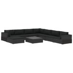 vidaXL Salon de jardin 9 Pièces avec coussins Résine tressée Noir