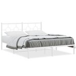 vidaXL Cadre de lit métal avec tête de lit blanc 150x200 cm