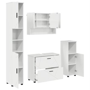 vidaXL Ensemble de mobilier de salle de bain 4 Pièces Blanc brillant