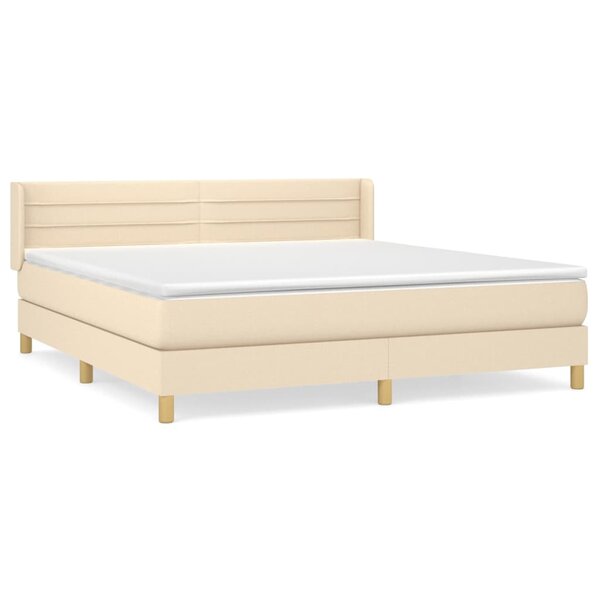 vidaXL Sommier à lattes de lit avec matelas Crème 160x200 cm Tissu