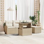 vidaXL Ensemble de Canapés de Jardin 6 Pièces avec Coussins Beige Poly Rotin