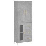 vidaXL Buffet haut Gris béton 69 5x34x180 cm Bois d'ingénierie