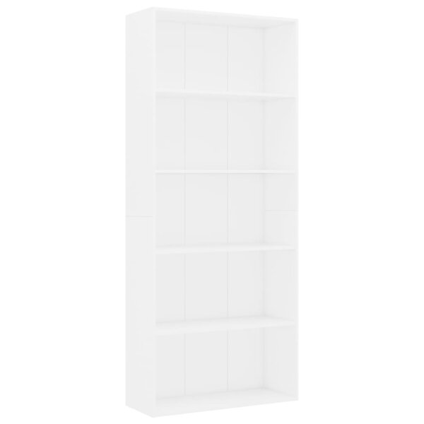 vidaXL Bibliothèque à 5 niveaux Blanc 80x30x189 cm Bois d'ingénierie