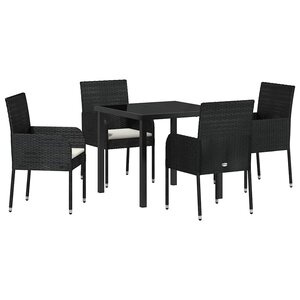 vidaXL Ensemble de salle à manger pour jardin 5 Pièces Noir Poly rotin