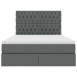vidaXL Lit de rangement LED avec matelas Gris foncé 140 x 190 cm Tissu