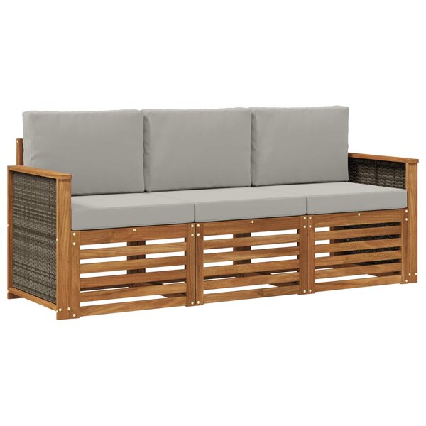 vidaXL Ensembles de canapés avec coussin 3 Pièces Bois d'Acacia Massif