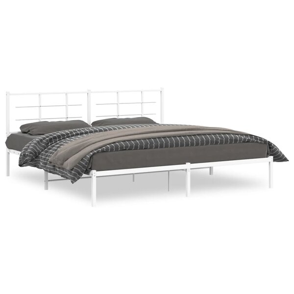 vidaXL Cadre de lit métal avec tête de lit blanc 193x203 cm